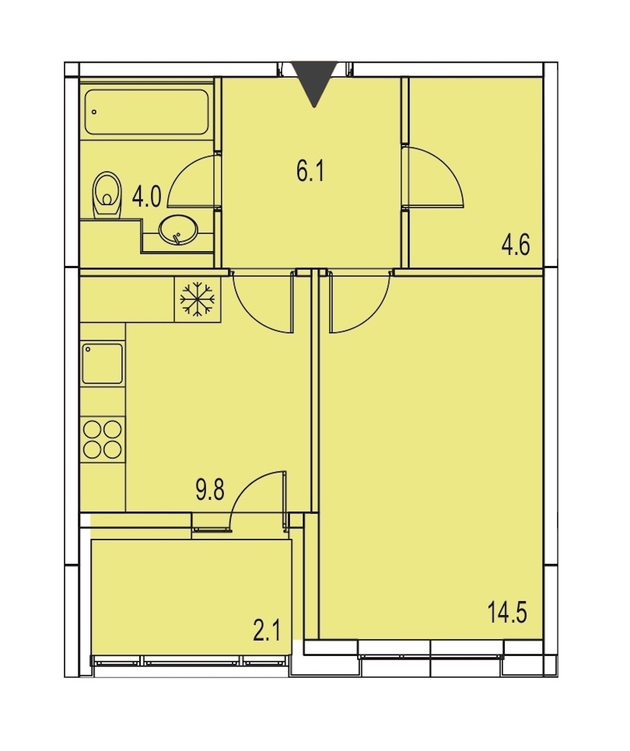 1-комнатная, 41 м² — ЖК ЖК Лайф Лесная
