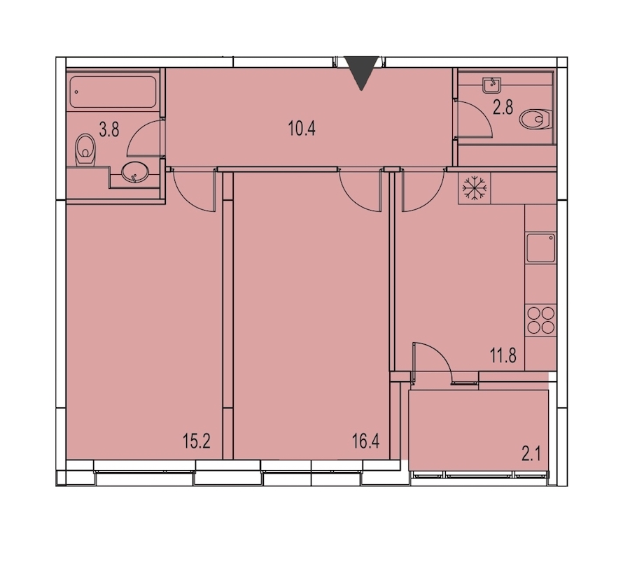 2-комнатная, 63 м² — ЖК ЖК Лайф Лесная
