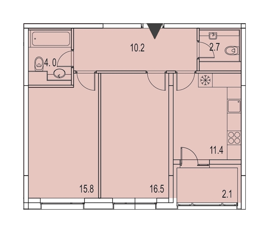 2-комнатная, 63 м² — ЖК ЖК Лайф Лесная