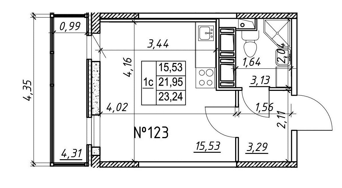 Студия, 23 м² — ЖК Ап-квартал Московский (Up-квартал Московский)