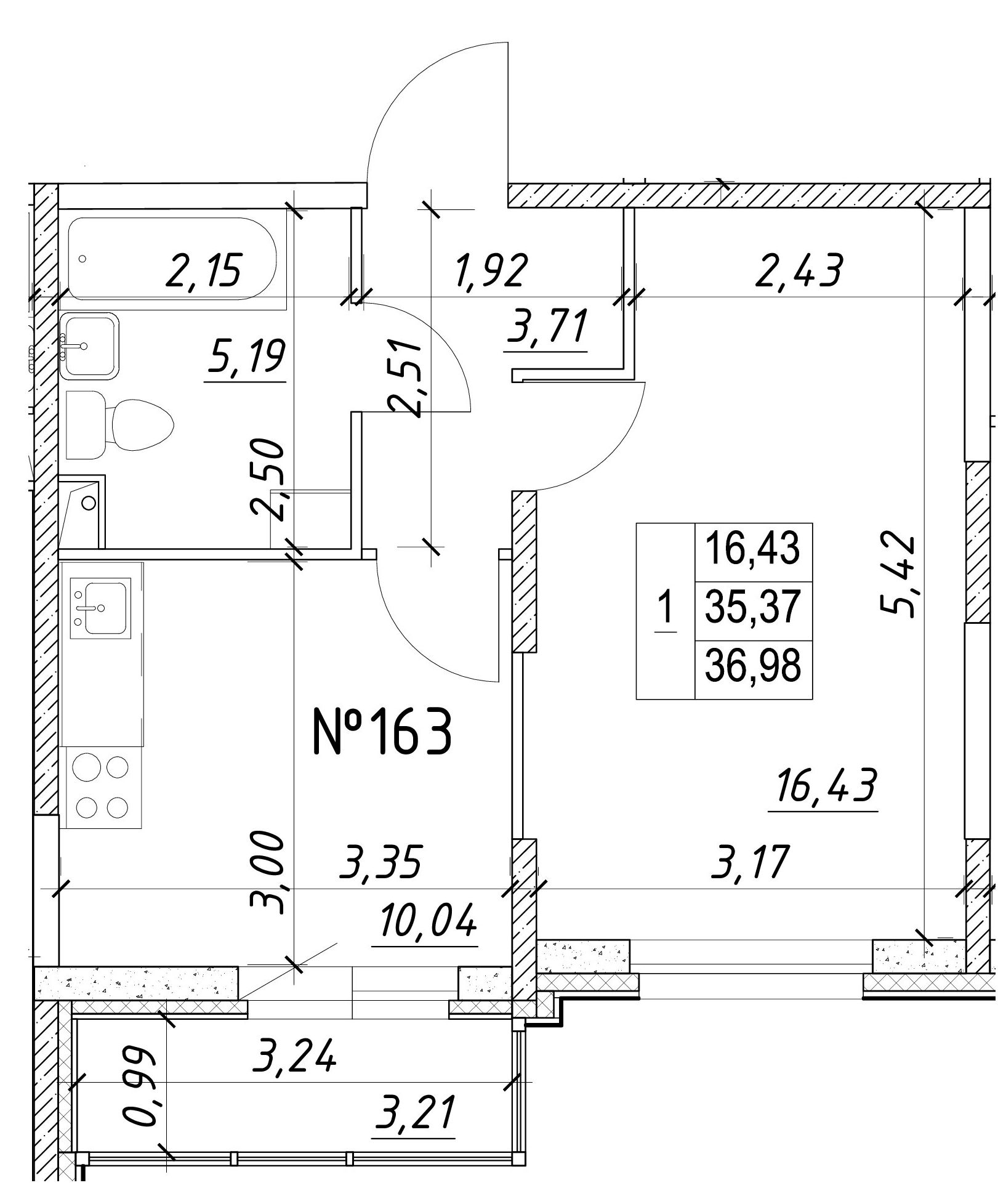 1-комнатная, 37 м² — ЖК Ап-квартал Московский (Up-квартал Московский)