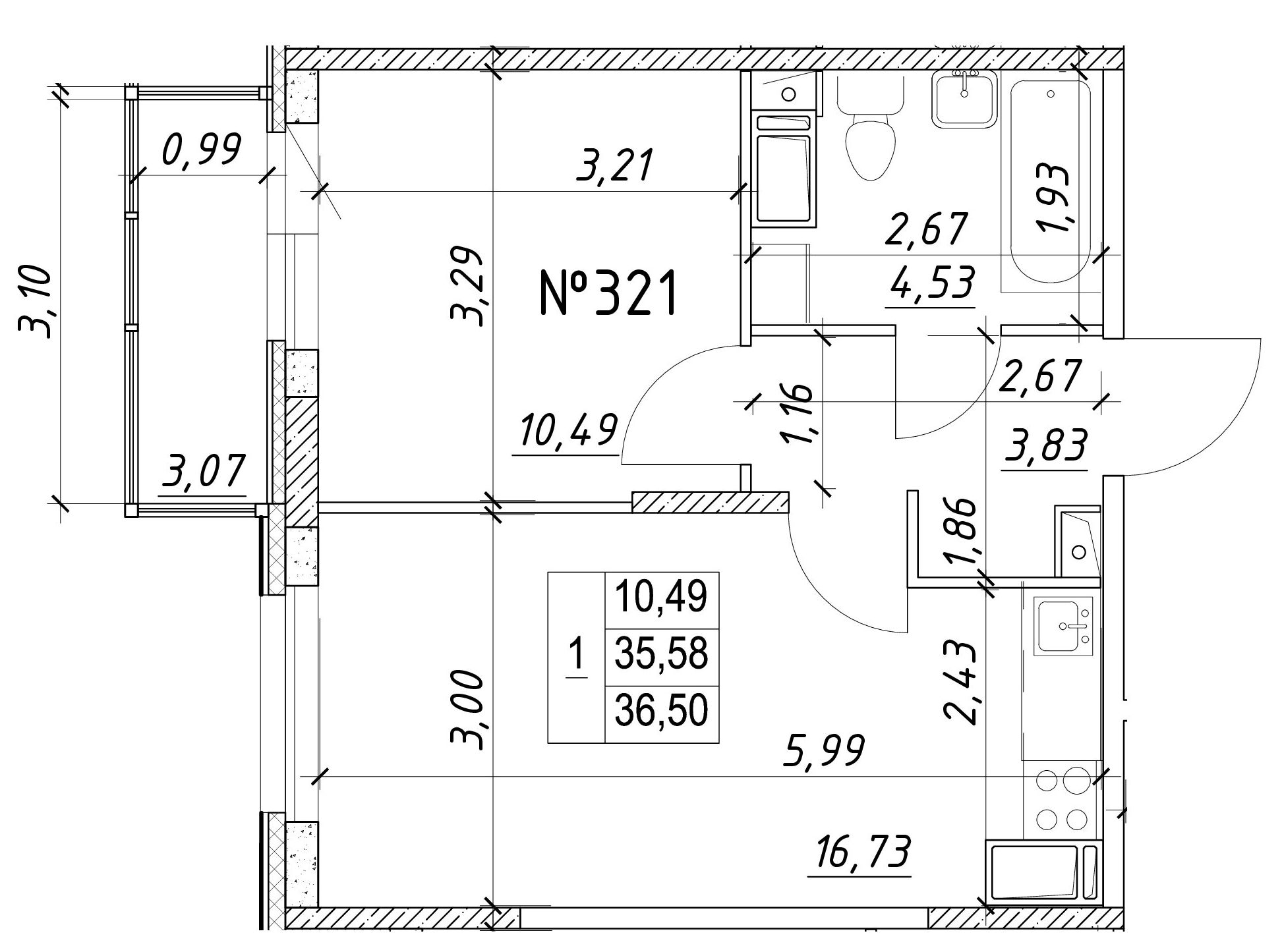 1-комнатная, 37 м² — ЖК Ап-квартал Московский (Up-квартал Московский)