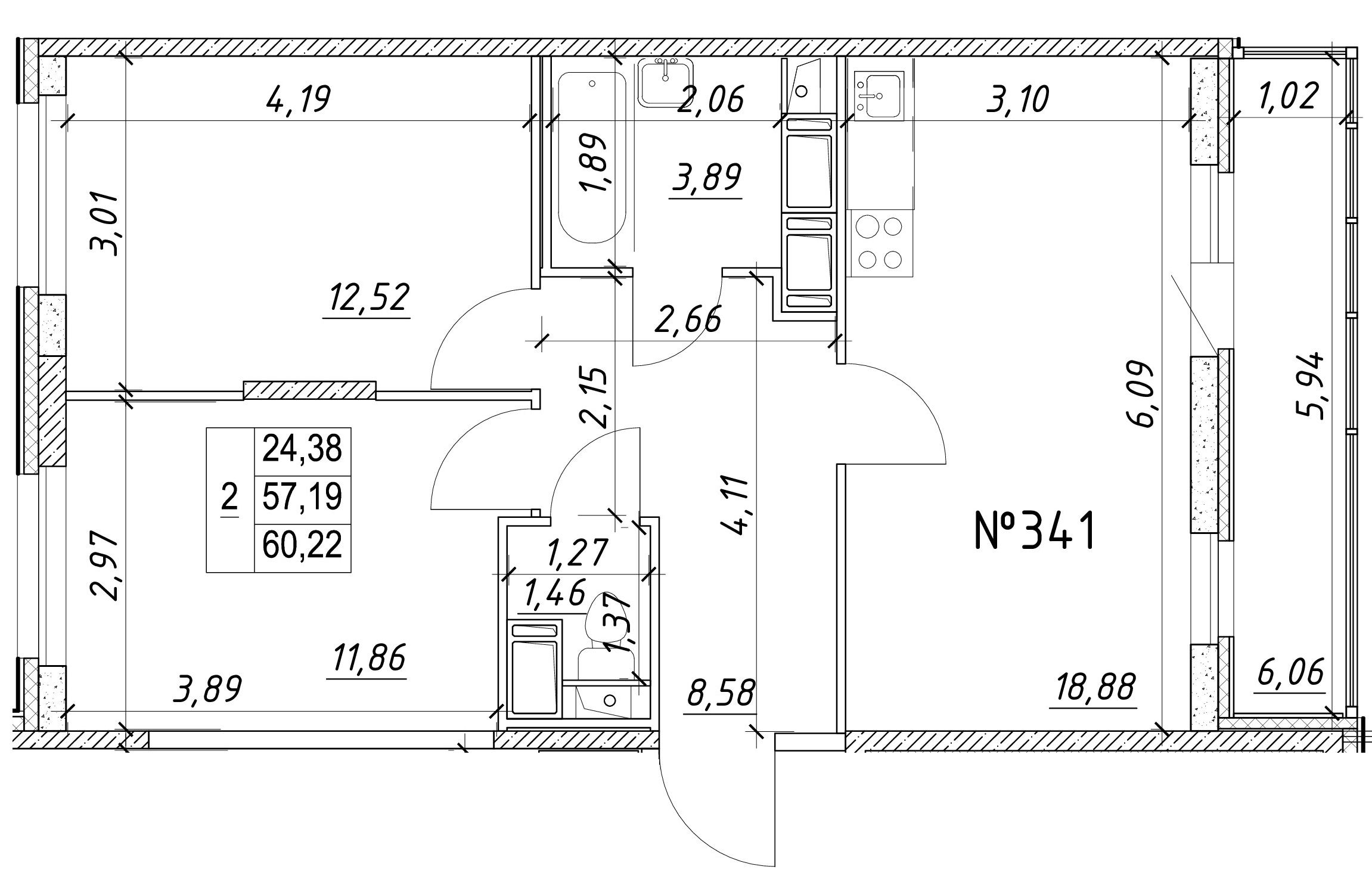 2-комнатная, 60 м² — ЖК Ап-квартал Московский (Up-квартал Московский)