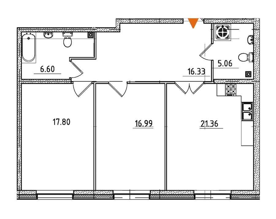 2-комнатная, 84 м² — ЖК ЖК Петровская доминанта
