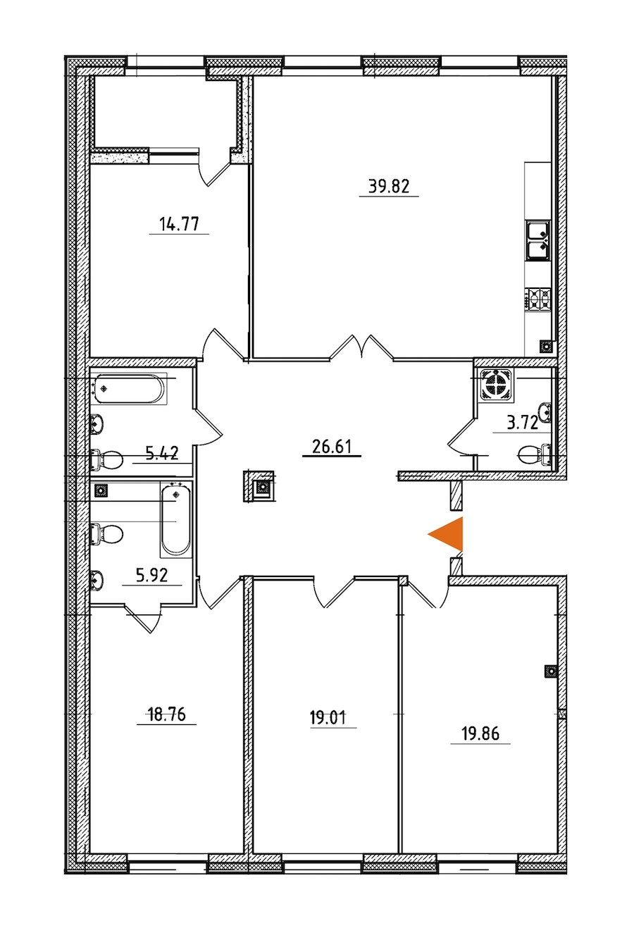 3-комнатная, 156 м² — ЖК ЖК Петровская доминанта