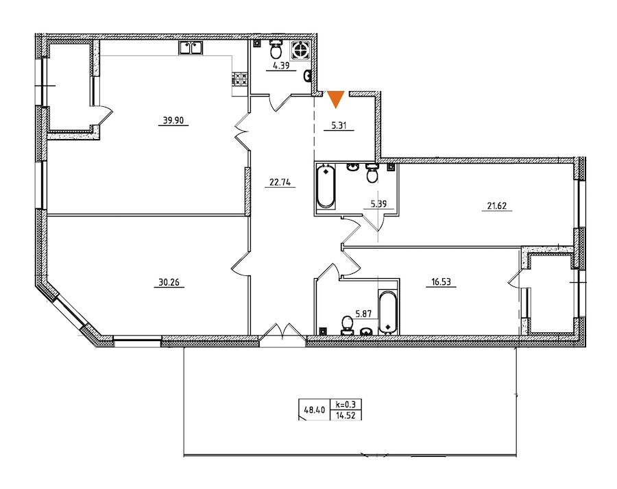 3-комнатная, 171 м² — ЖК ЖК Петровская доминанта