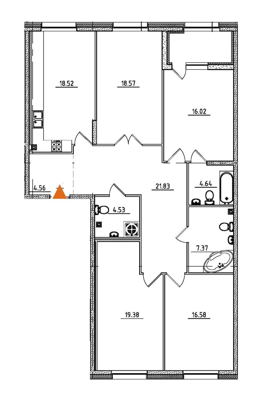 4-комнатная, 134 м² — ЖК ЖК Петровская доминанта