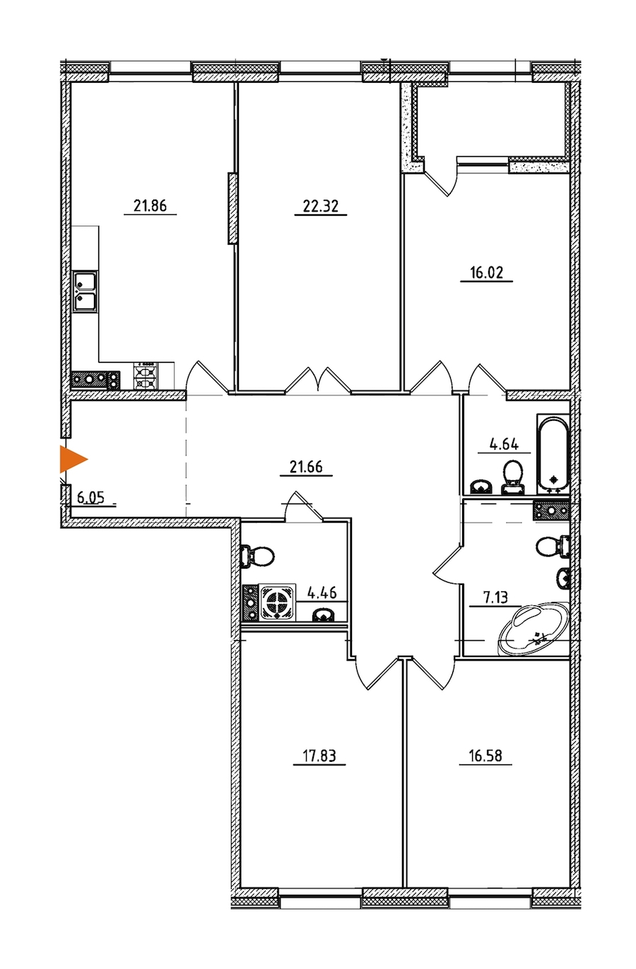 4-комнатная, 141 м² — ЖК ЖК Петровская доминанта