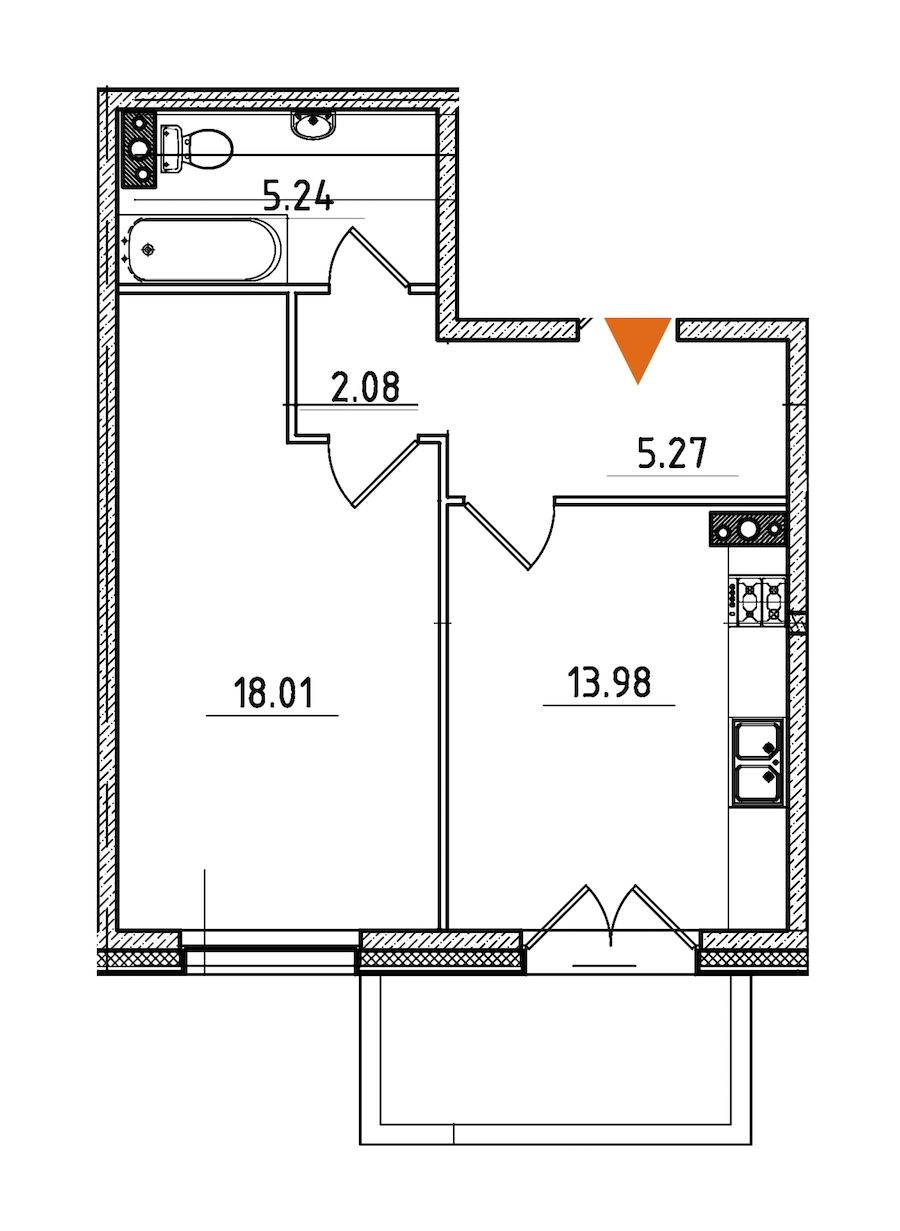 1-комнатная, 46 м² — ЖК ЖК Петровская доминанта