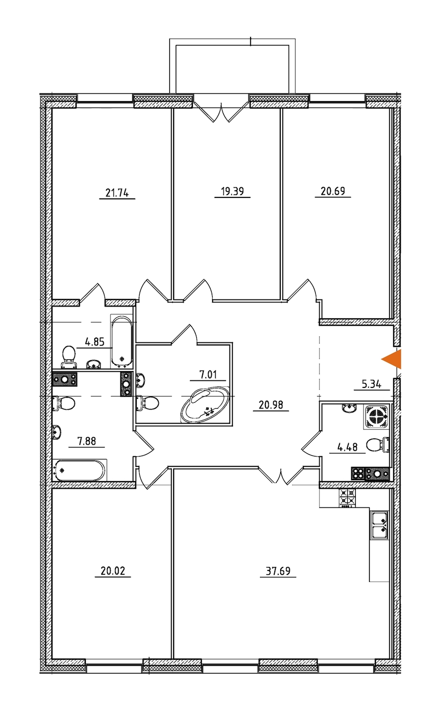 4-комнатная, 172 м² — ЖК ЖК Петровская доминанта