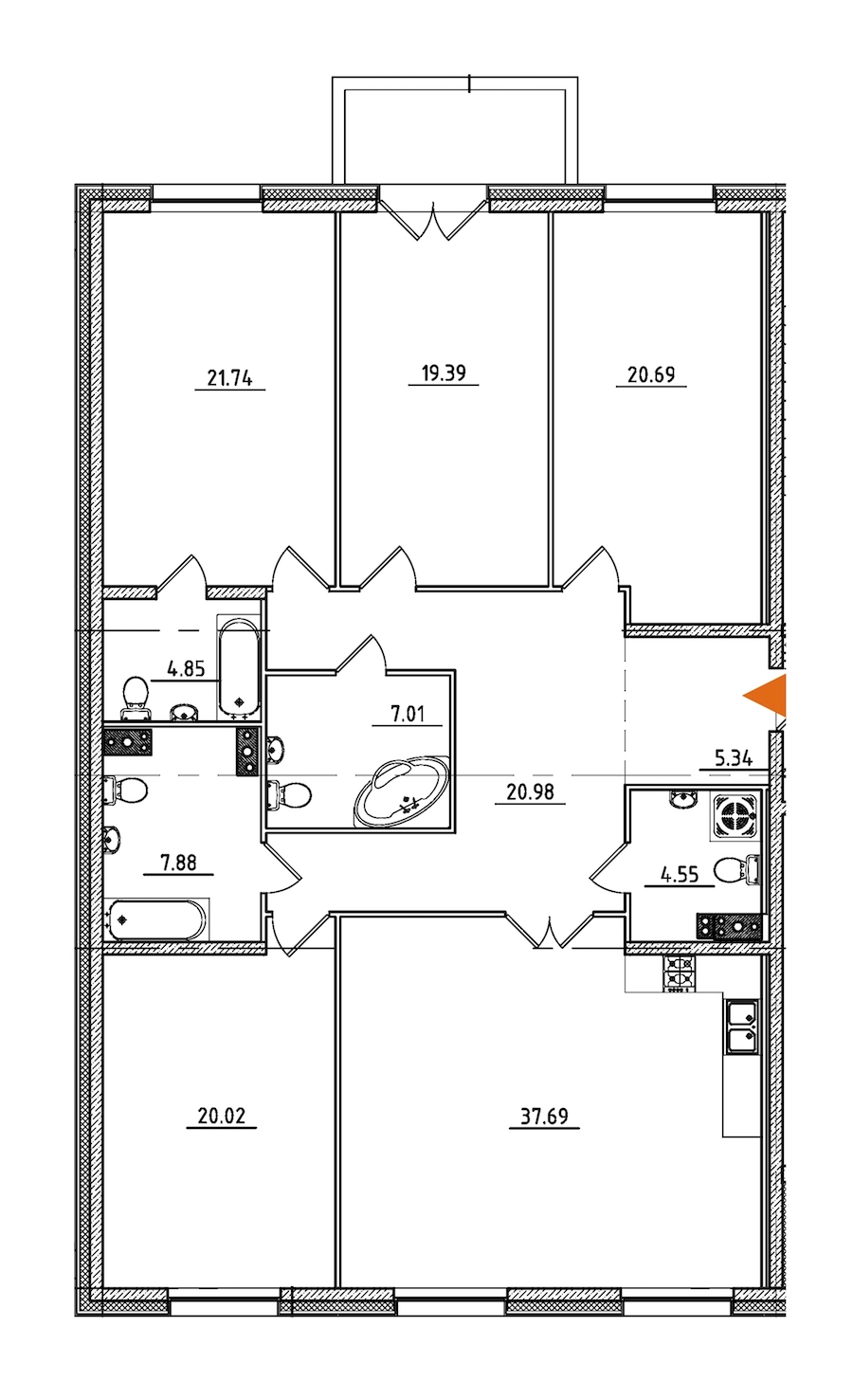 4-комнатная, 172 м² — ЖК ЖК Петровская доминанта