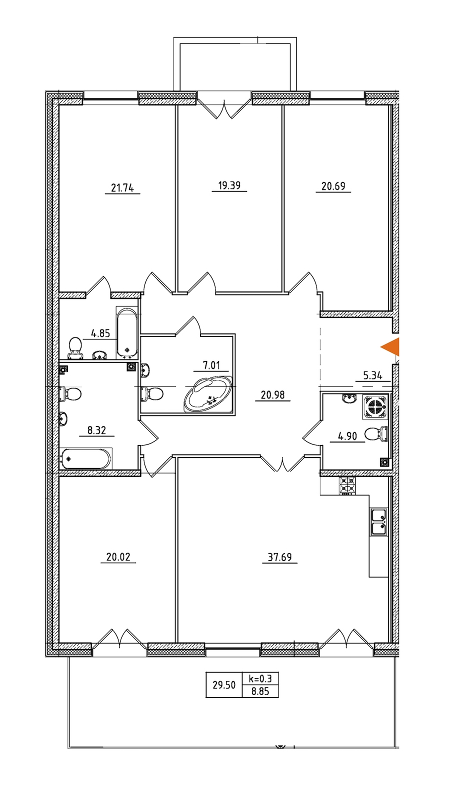 4-комнатная, 181 м² — ЖК ЖК Петровская доминанта