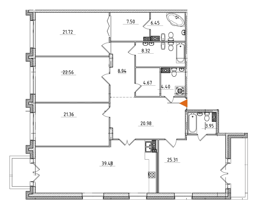 4-комнатная, 198 м² — ЖК ЖК Петровская доминанта
