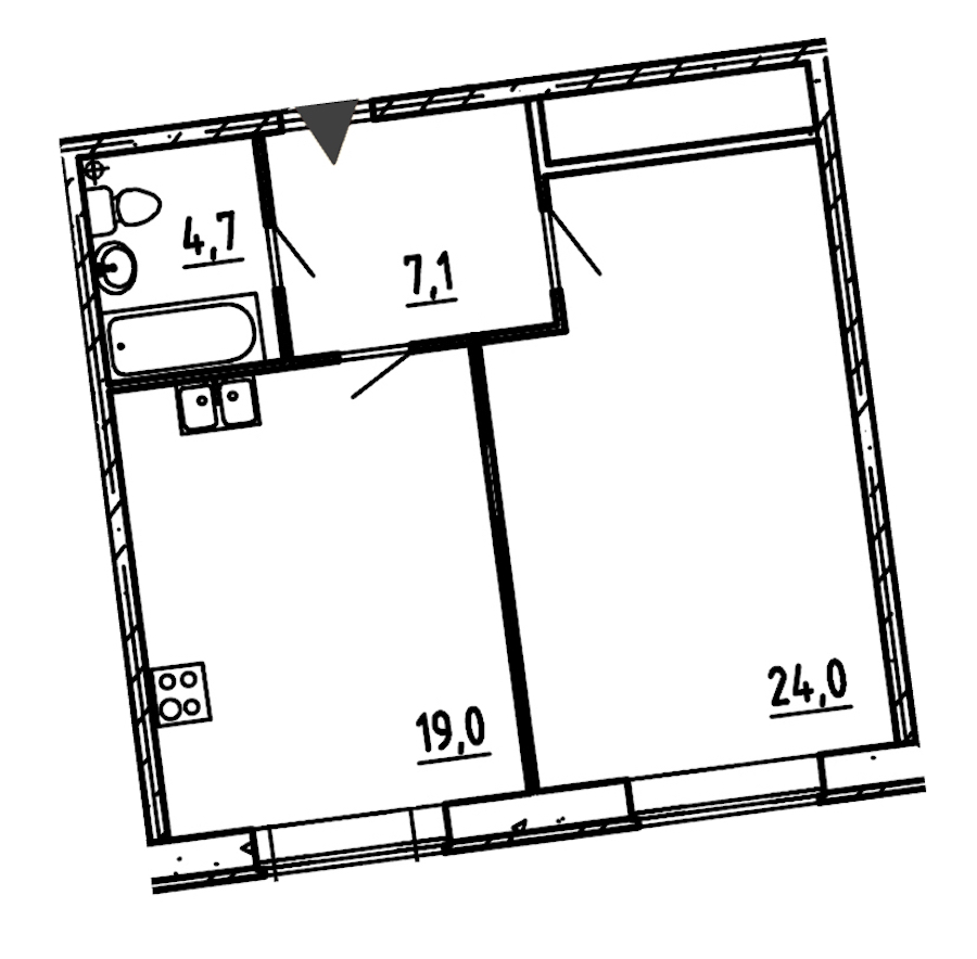 1-комнатная, 55 м² — ЖК ЖК Эталон на Неве