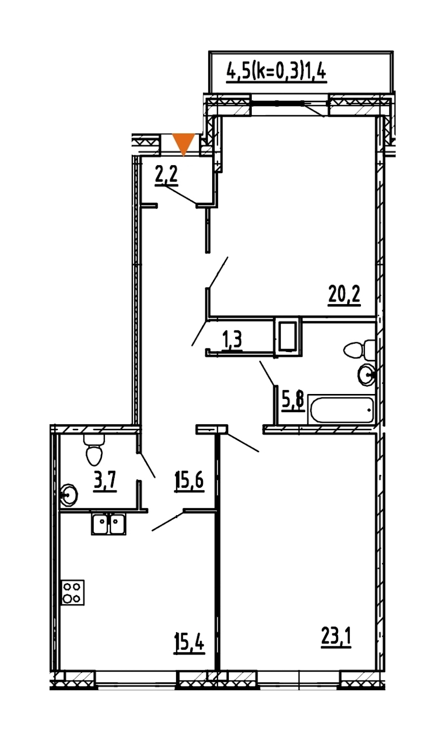 2-комнатная, 89 м² — ЖК ЖК Эталон на Неве