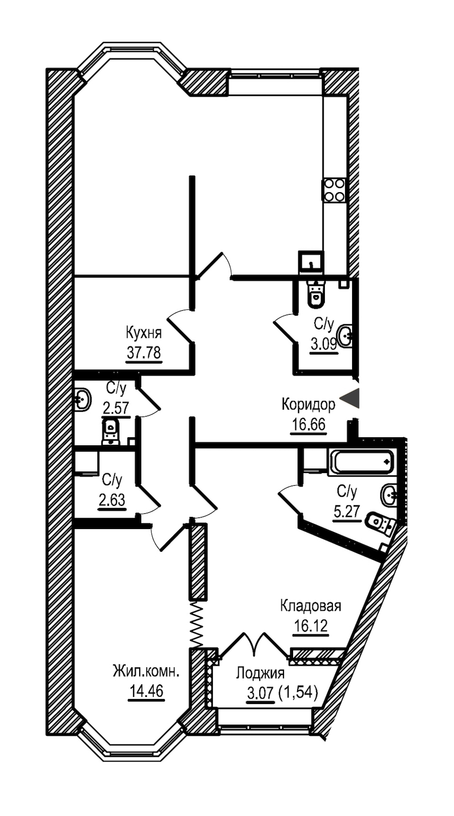 1-комнатная, 100 м² — ЖК ЖК Новое Купчино