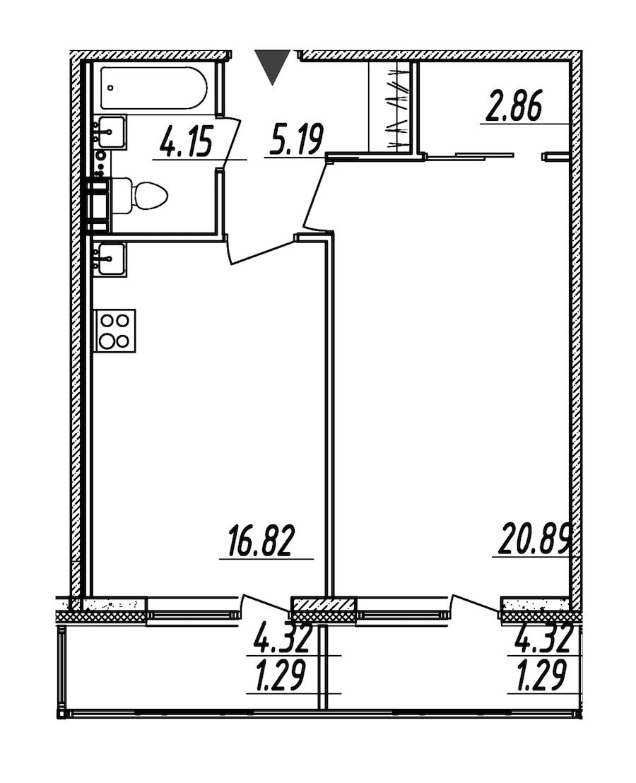 1-комнатная, 52 м² — ЖК ЖК Nobelius (Нобелиус)