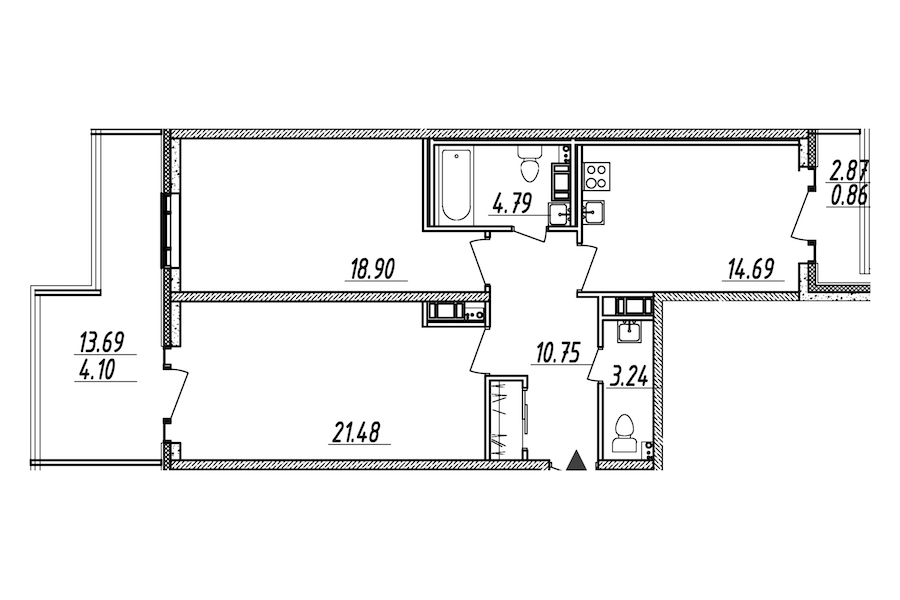 2-комнатная, 79 м² — ЖК ЖК Nobelius (Нобелиус)