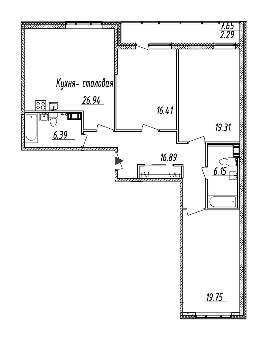 3-комнатная, 114 м² — ЖК ЖК Nobelius (Нобелиус)