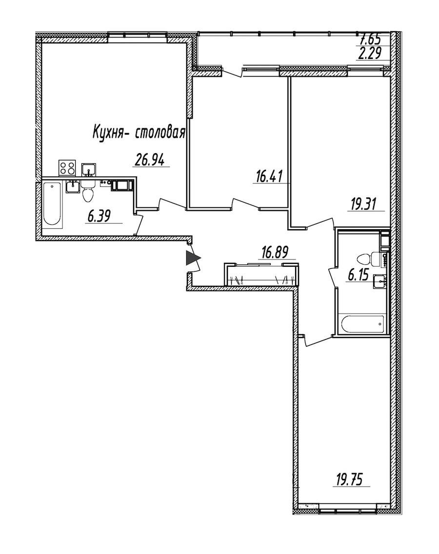 3-комнатная, 114 м² — ЖК ЖК Nobelius (Нобелиус)