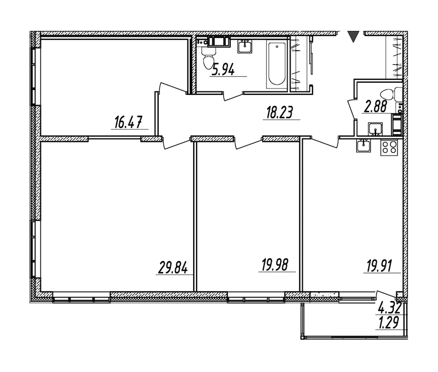 3-комнатная, 115 м² — ЖК ЖК Nobelius (Нобелиус)