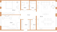 2-комнатная, 116 м² — ЖК Дом на улице Нижне-Каменская