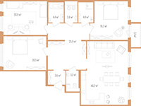3-комнатная, 145 м² — ЖК Дом на улице Нижне-Каменская