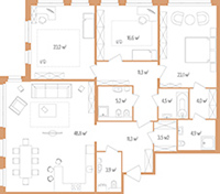 3-комнатная, 160 м² — ЖК Дом на улице Нижне-Каменская