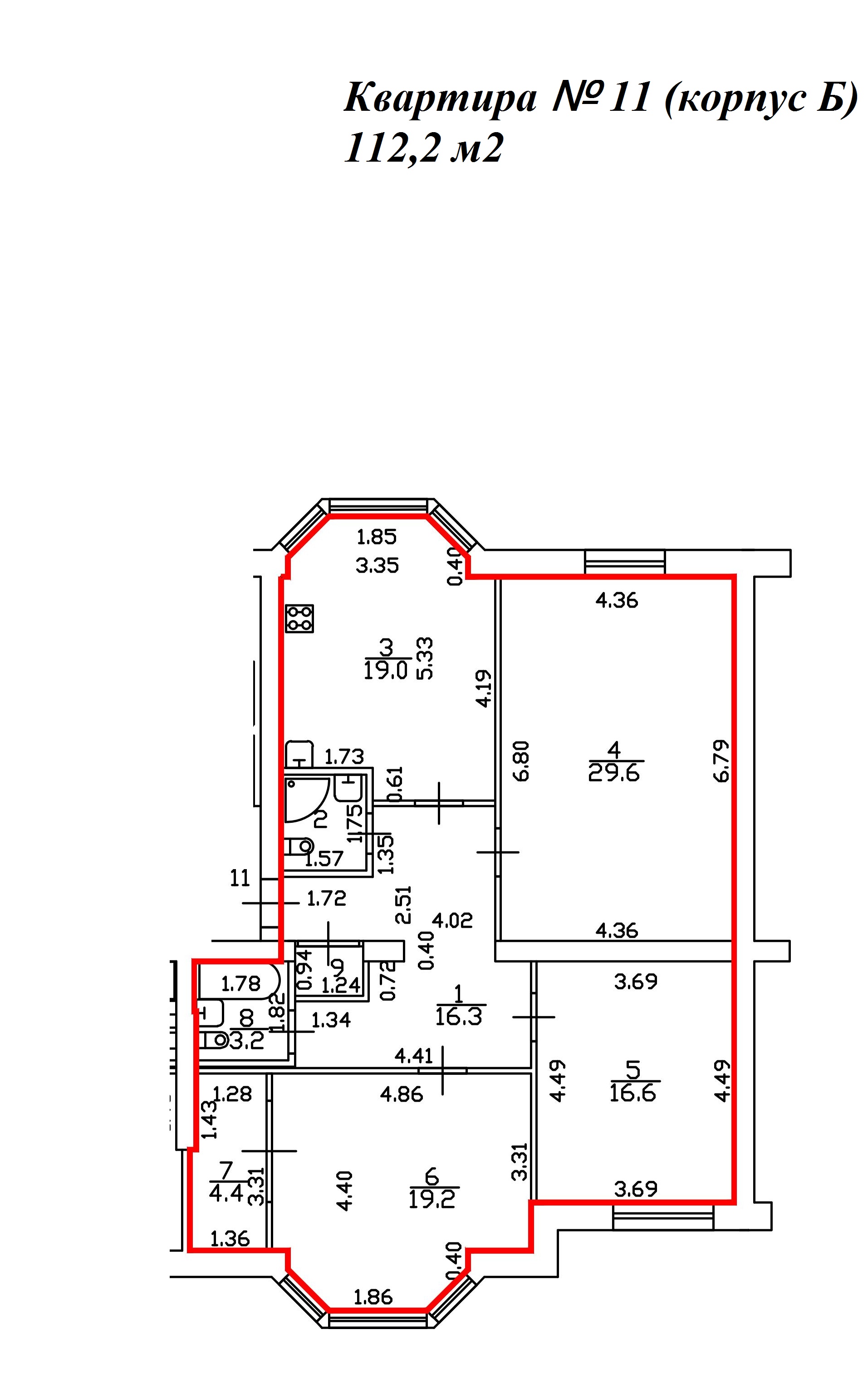 2-комнатная, 67 м² — ЖК ЖК Миранда