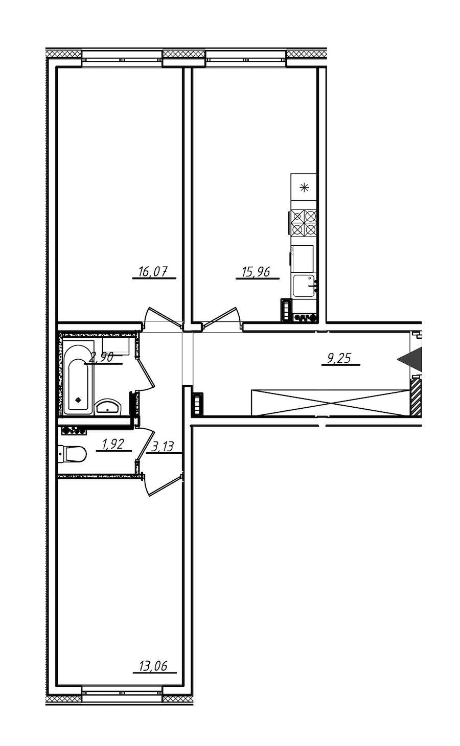 2-комнатная, 62 м² — ЖК ЖК Ручьи