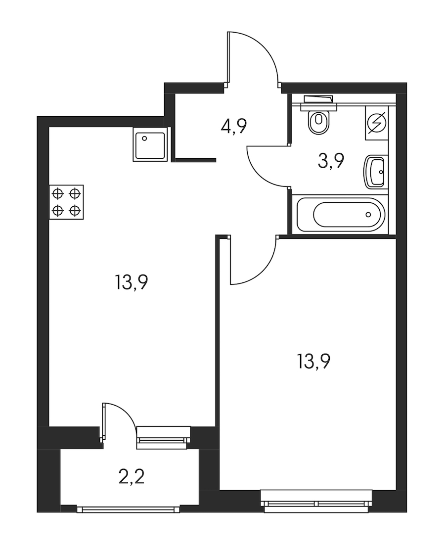 1-комнатная, 38 м² — ЖК ЖК Орловский парк