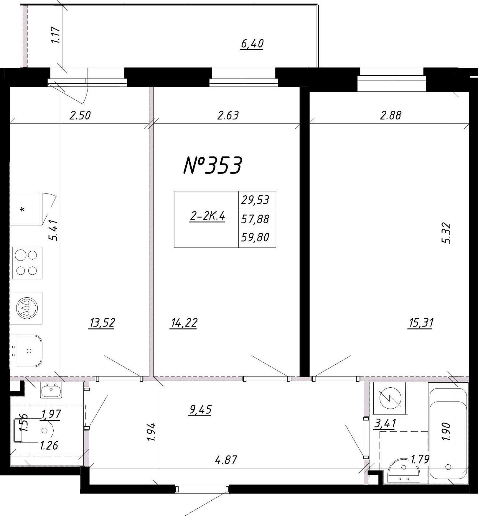 2-комнатная, 62 м² — ЖК Ап-квартал Комендантский (Up-квартал Комендантский)