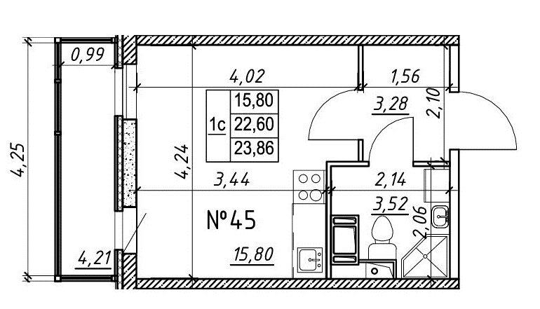 Студия, 24 м² — ЖК Ап-квартал Московский (Up-квартал Московский)