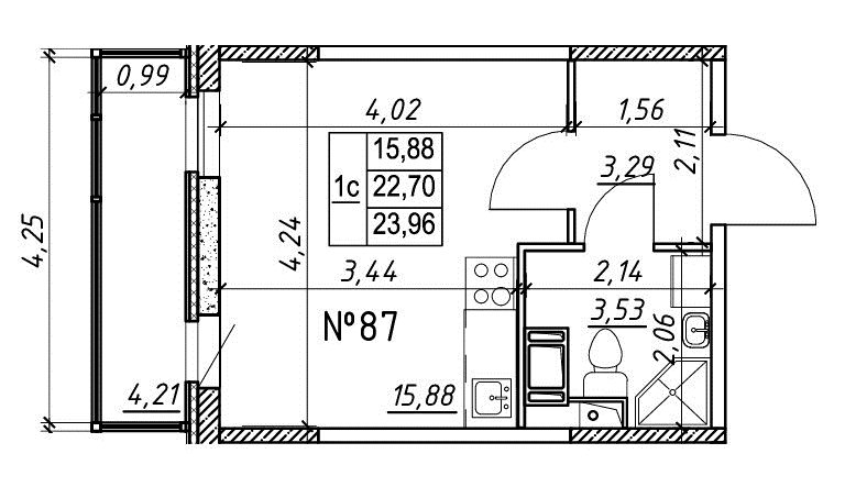 Студия, 24 м² — ЖК Ап-квартал Московский (Up-квартал Московский)
