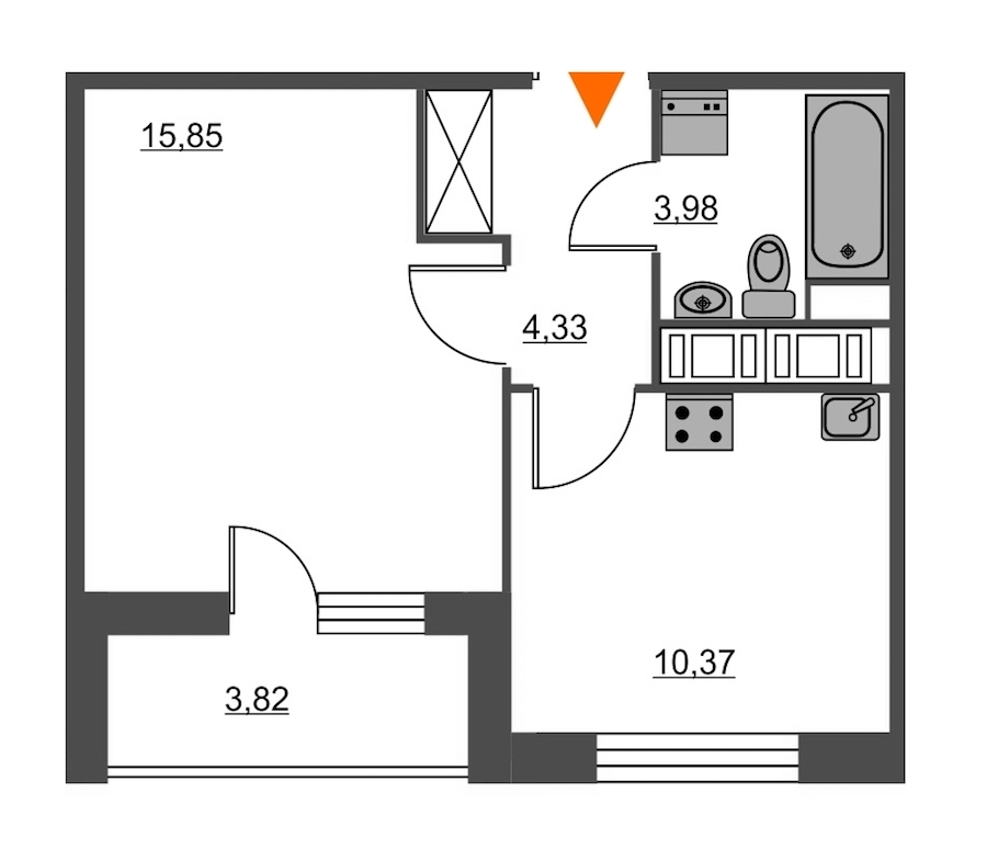 1-комнатная, 36 м² — ЖК ЖК Питер