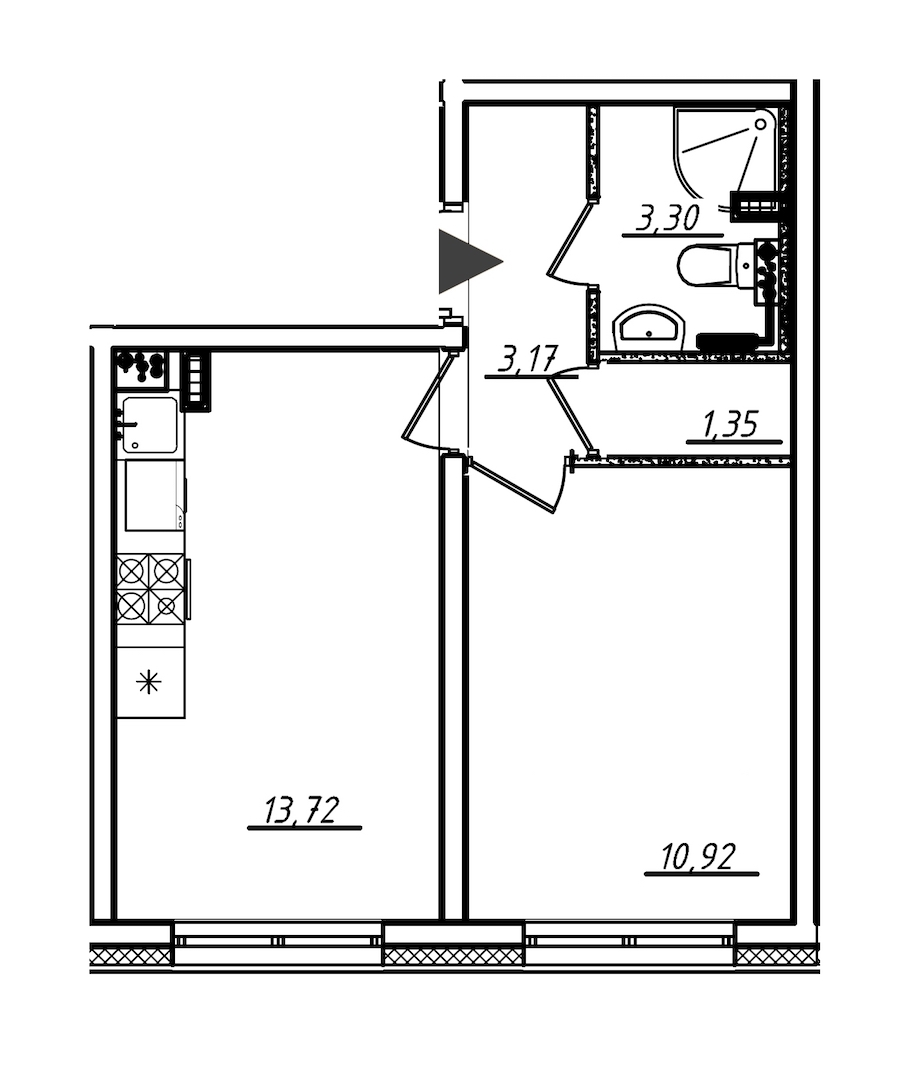 1-комнатная, 32 м² — ЖК ЖК Ручьи