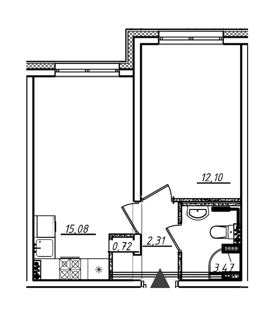 1-комнатная, 34 м² — ЖК ЖК Ручьи