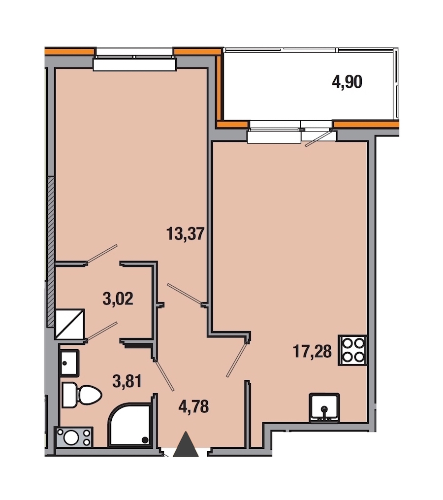 1-комнатная, 42 м² — ЖК ЖК ТАРМО