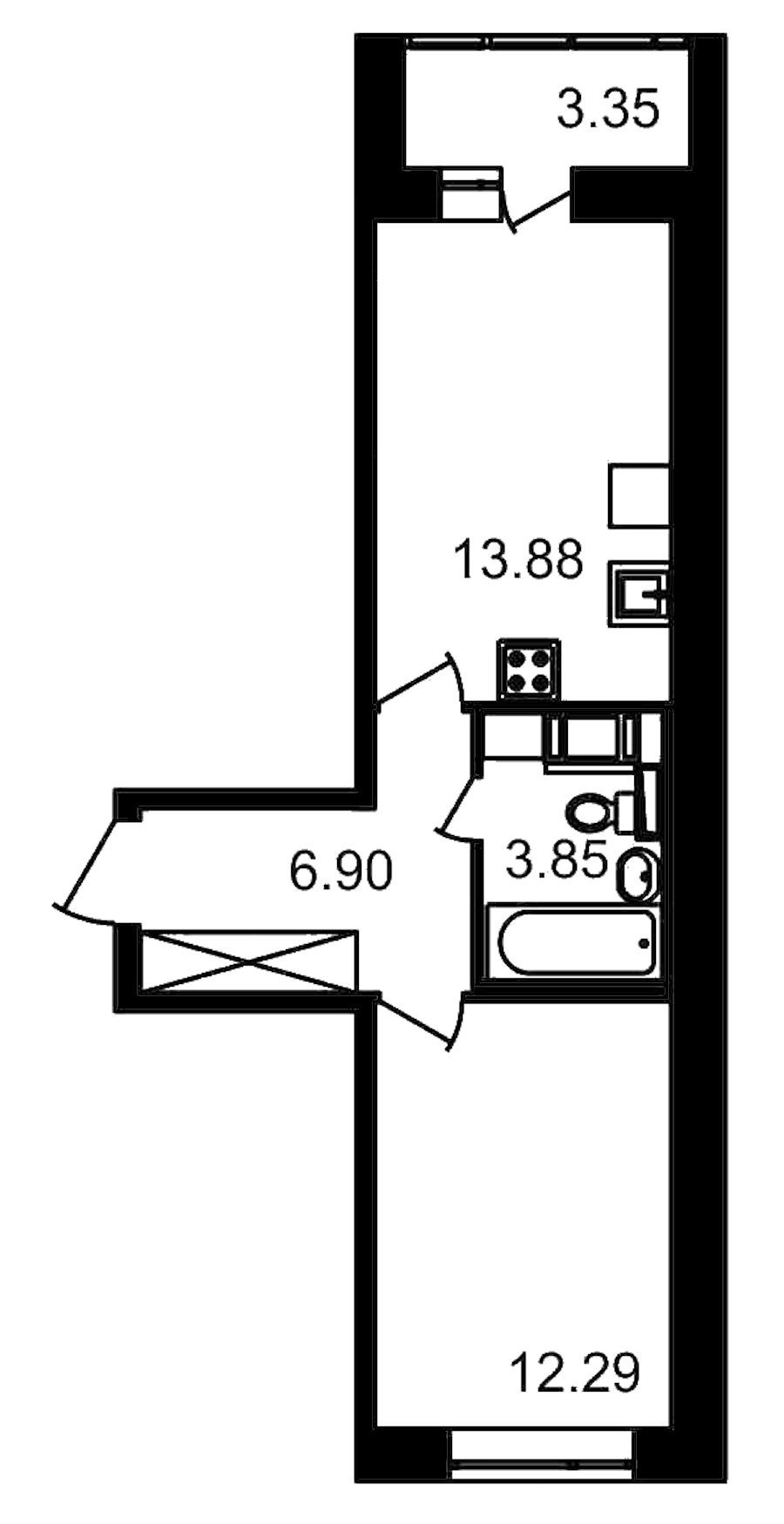 1-комнатная, 40 м² — ЖК ЖК Елизаровский