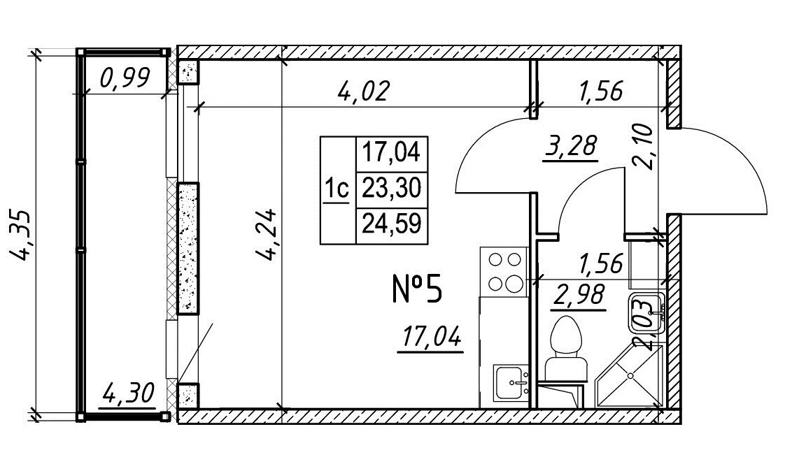 Студия, 25 м² — ЖК Ап-квартал Московский (Up-квартал Московский)