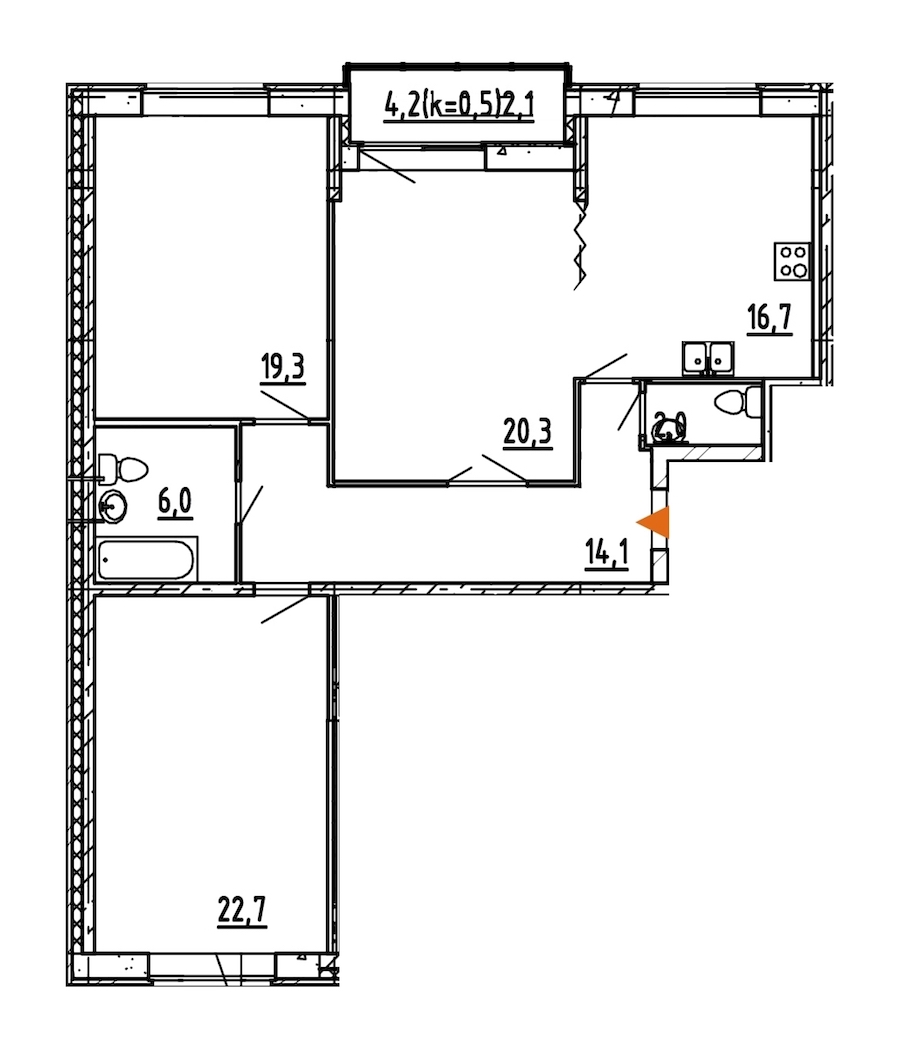 3-комнатная, 103 м² — ЖК ЖК Эталон на Неве