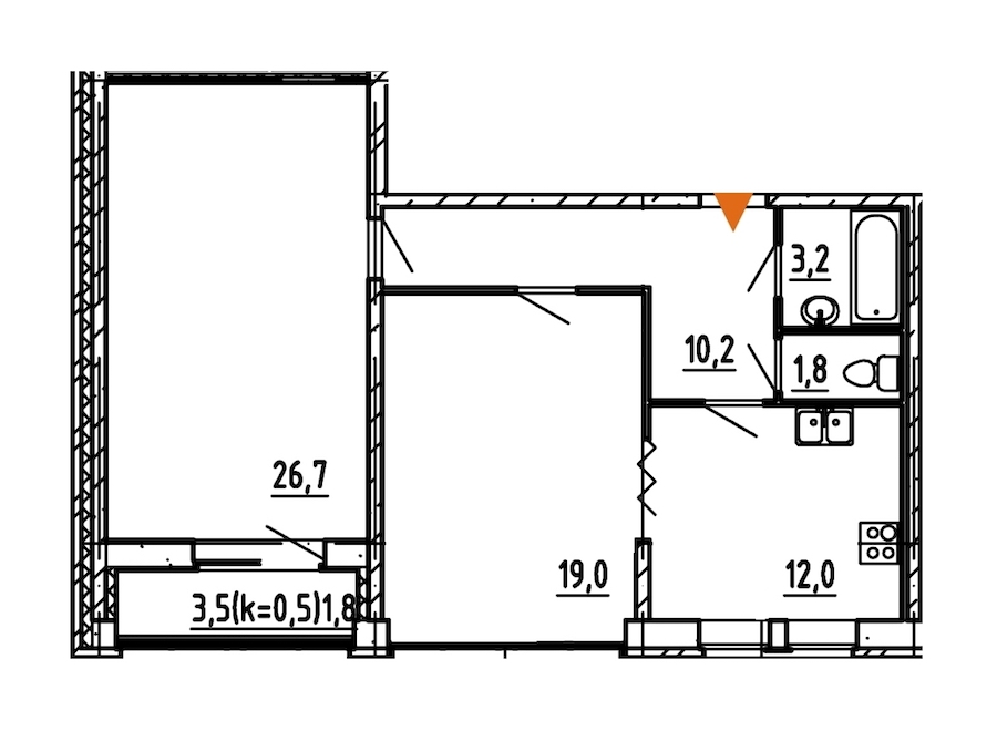 2-комнатная, 75 м² — ЖК ЖК Эталон на Неве