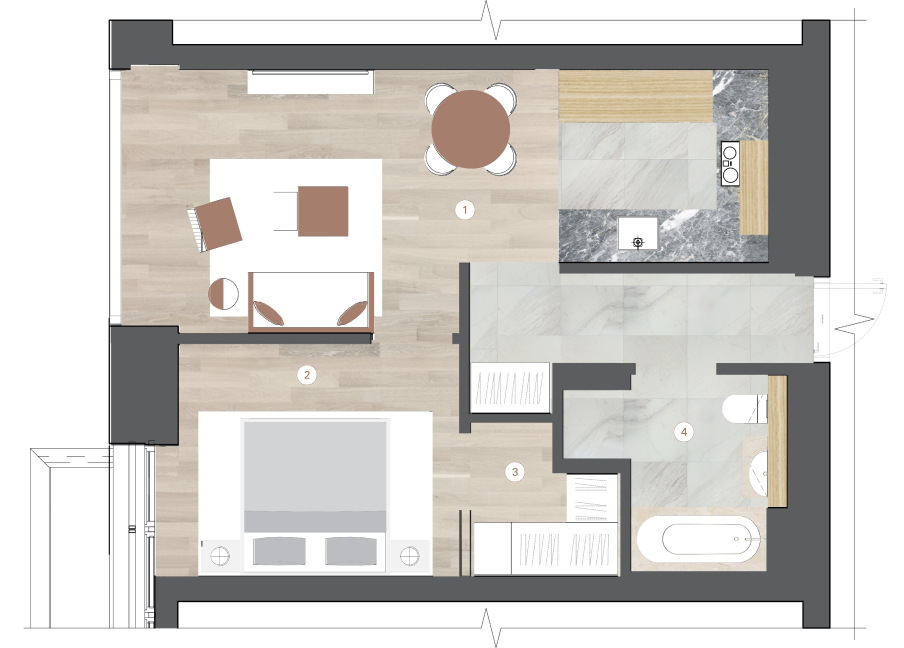 1-комнатная, 51 м² — ЖК ЖК One Trinity Place (Уан Тринити Плейс)