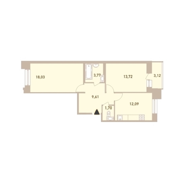 2-комнатная, 60 м² — ЖК ЖК Новый Лесснер