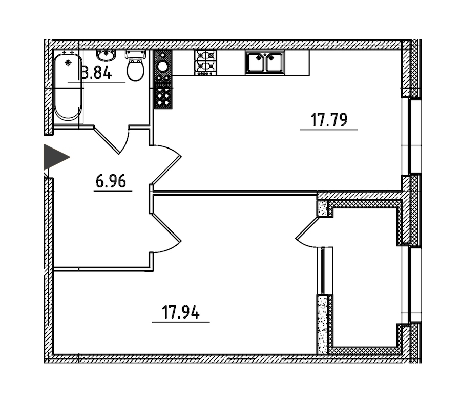 1-комнатная, 49 м² — ЖК ЖК Петровская доминанта