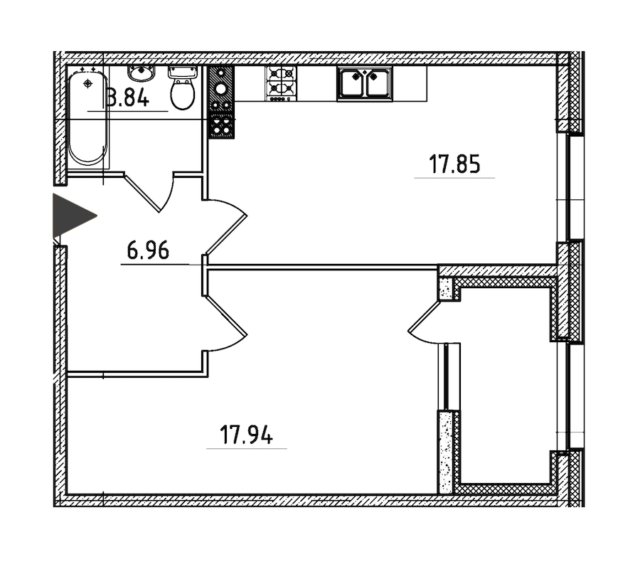 1-комнатная, 49 м² — ЖК ЖК Петровская доминанта