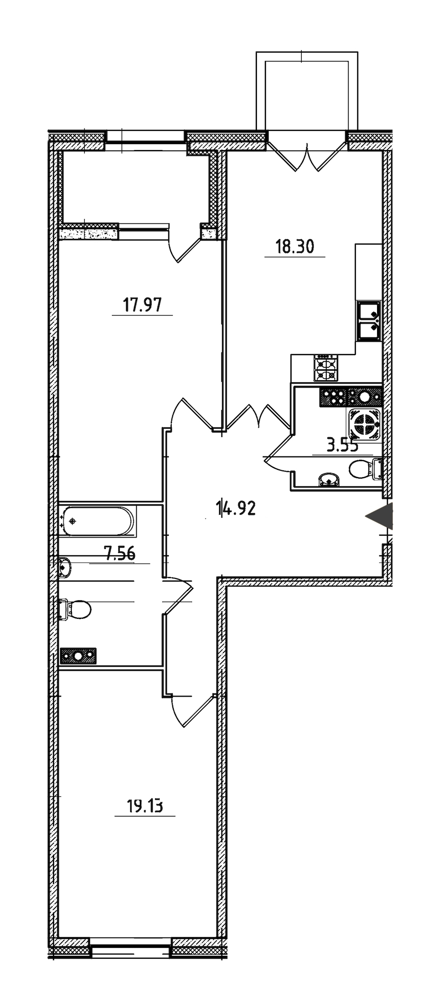 2-комнатная, 85 м² — ЖК ЖК Петровская доминанта