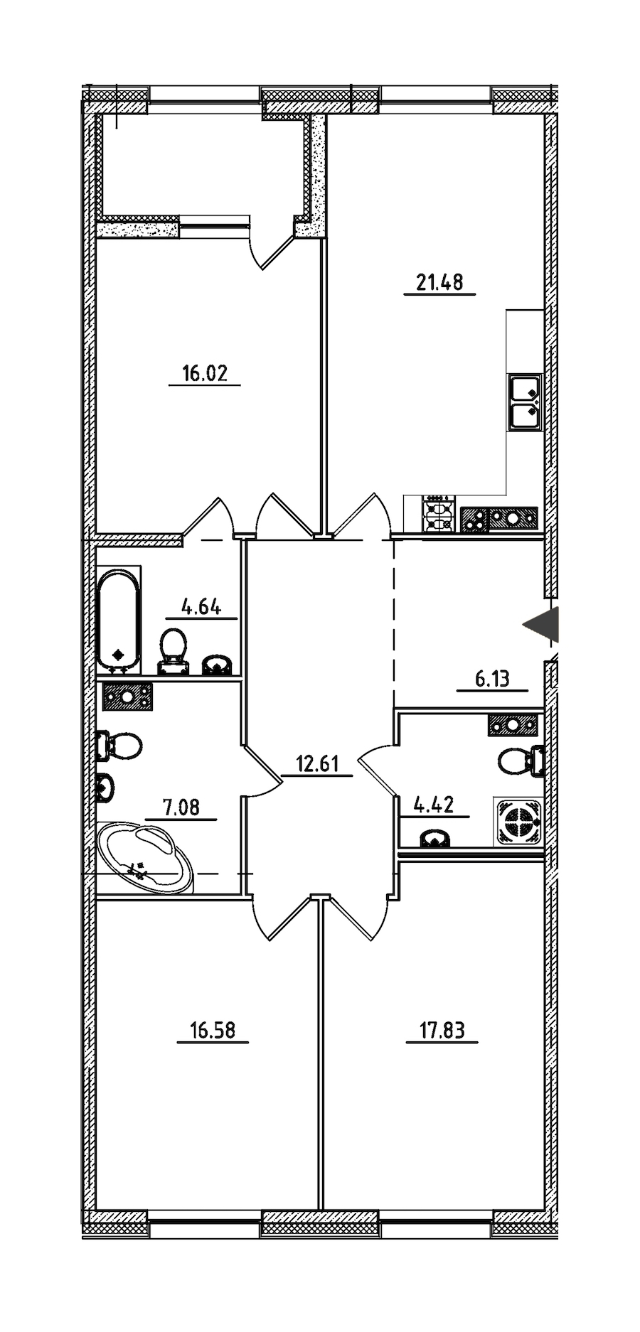 3-комнатная, 109 м² — ЖК ЖК Петровская доминанта