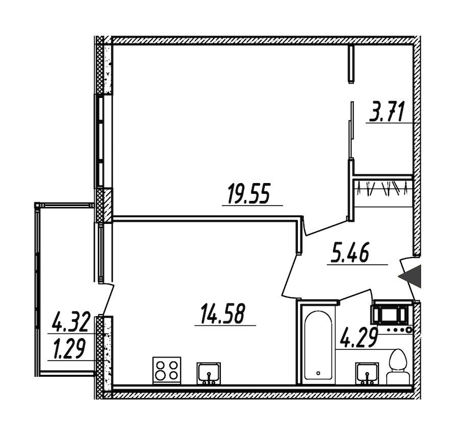1-комнатная, 49 м² — ЖК ЖК Nobelius (Нобелиус)