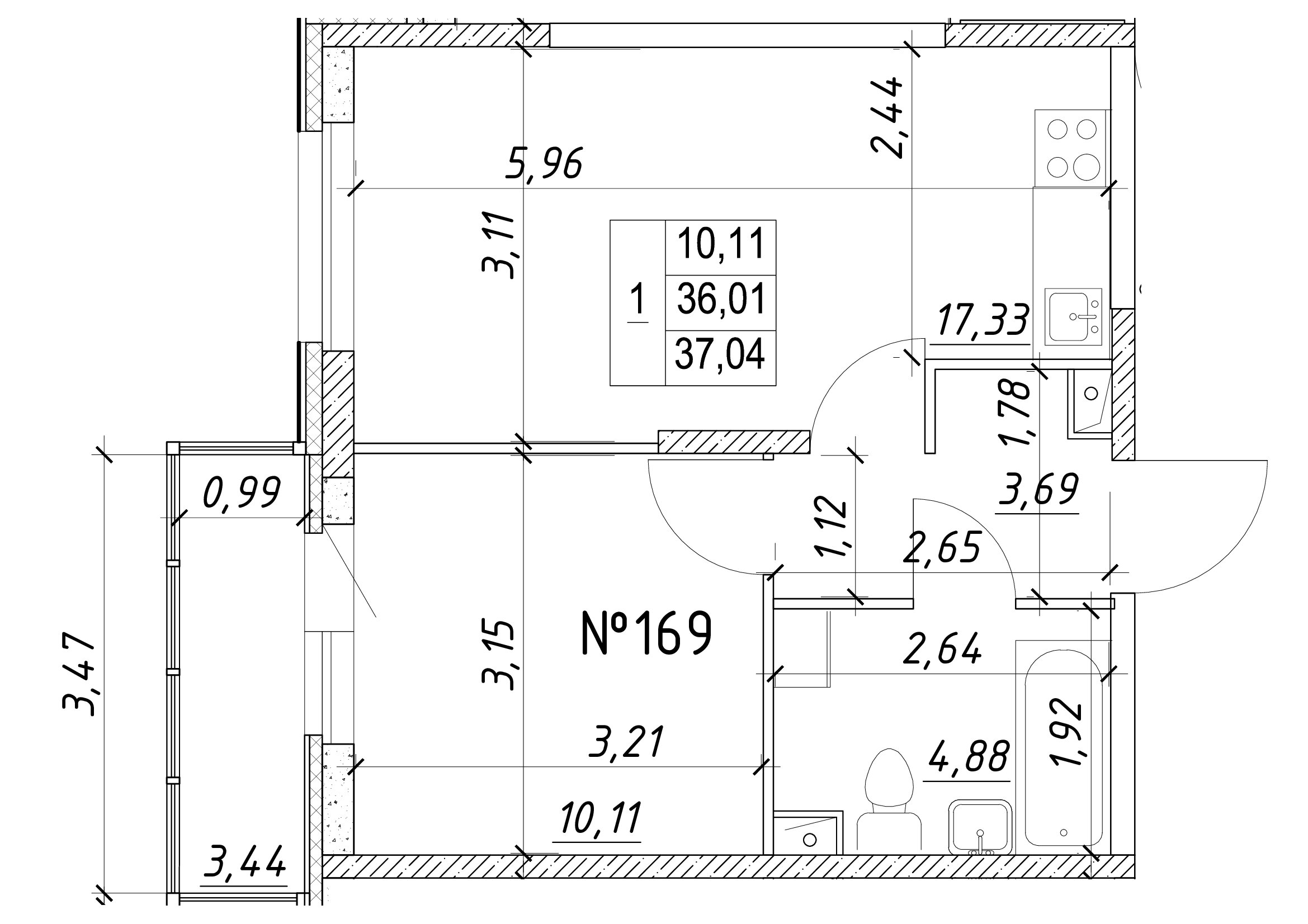 1-комнатная, 37 м² — ЖК Ап-квартал Московский (Up-квартал Московский)